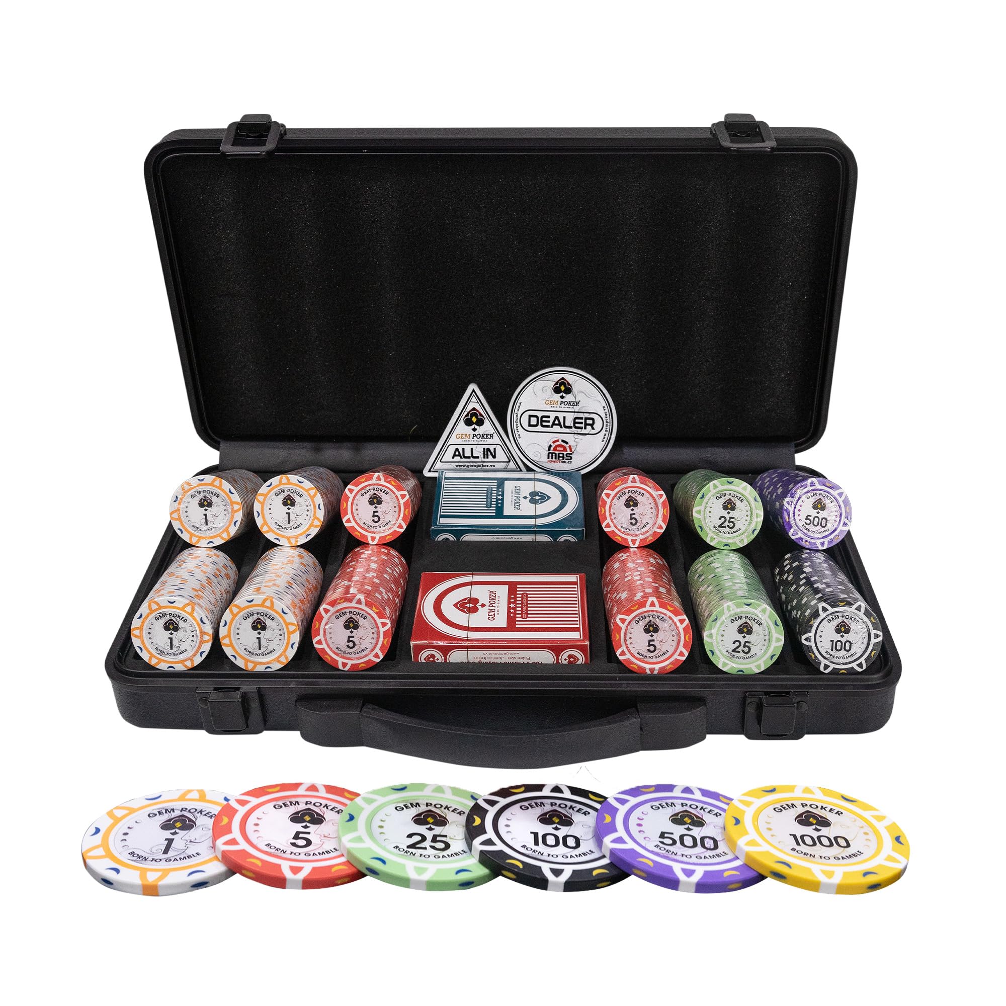 Amazon.com: GEM POKER Luna 14 Gram Clay Poker Chips Set for Texas